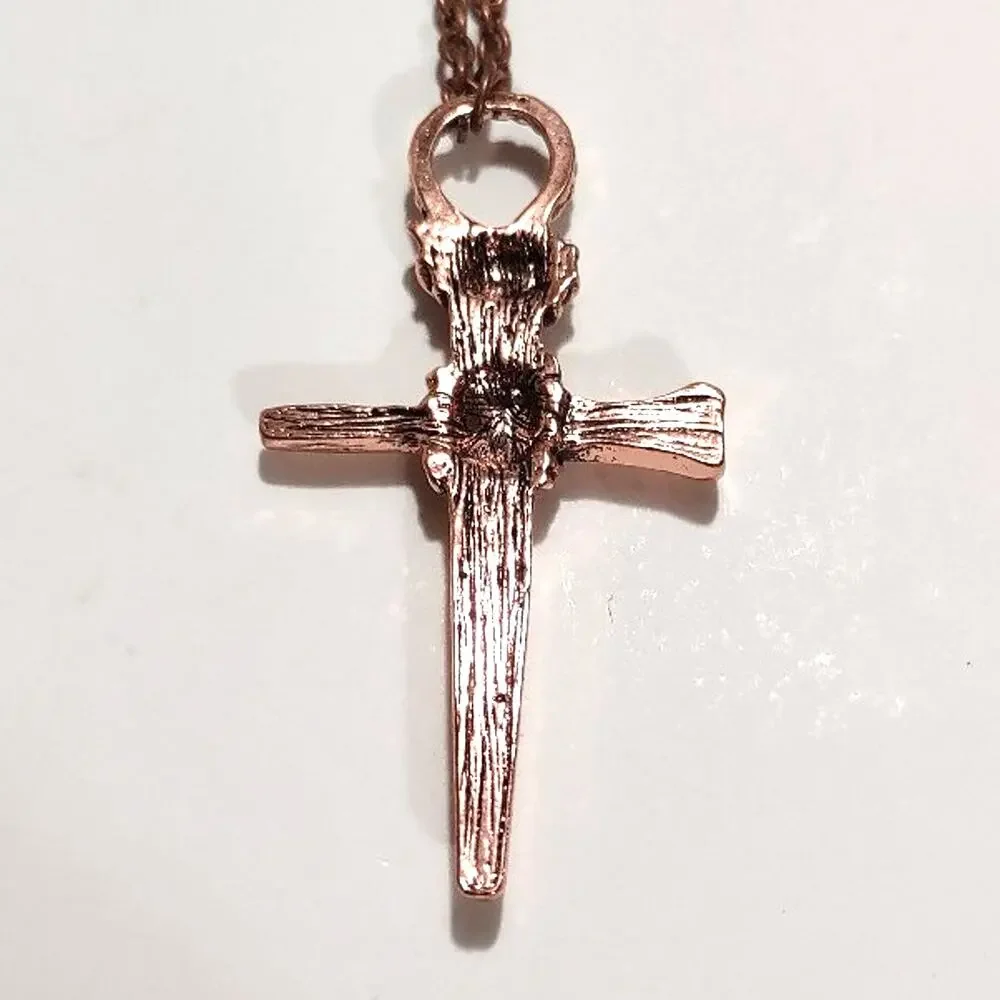 Cross Necklace Medieval Copper Christian Crucifix Christmas Birthday Gift - NEW!